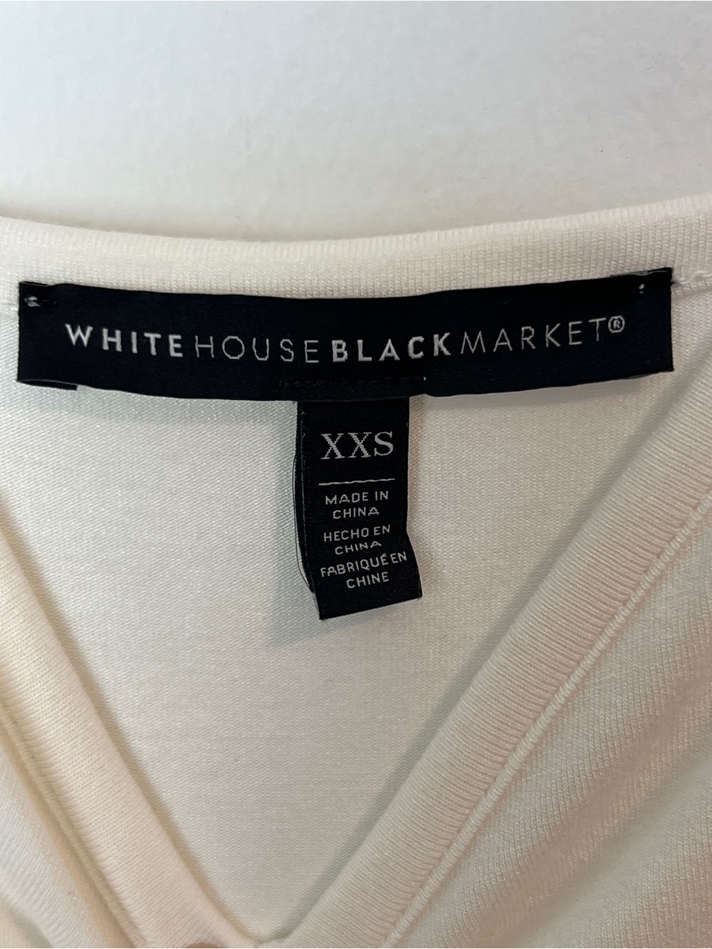 White House Black Market White Sheer Embroidered V-Neck Blouse - Picture 3 of 6